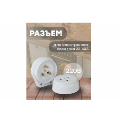 Разъем розетка-вилка РШ-ВШ40  (220В/40А) для эл.плит белый