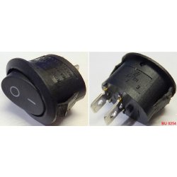 Выключатель 1-клавишный без подсветки 2 контакта овальный KCD4 26х18х29мм 16A черный BU0254