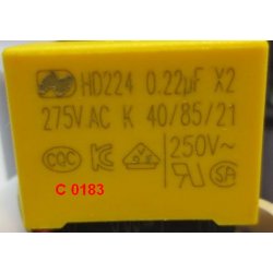 Конденсатор 0.22uF 275V HD224 27х15х6 мм C0183