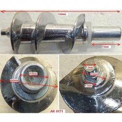 Шнек d43x120mm (металл) мясорубки Supra MGS-1832/MGS-1401/MGS-1841T, Econ ECO-1030MG AK0171
